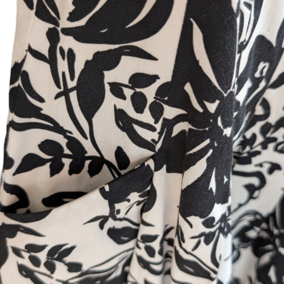 ❌ Ralph Lauren Black White Floral Dress Size 8 Pockets Bra Snaps Summer Cocktail - Picture 7 of 11